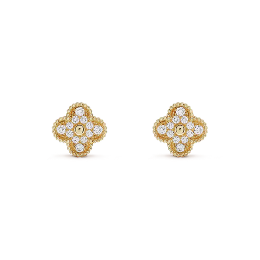 [Basjewels]CLOVER MEDIUM 1 MOTIFS FUll DIAMOND EARRINGS