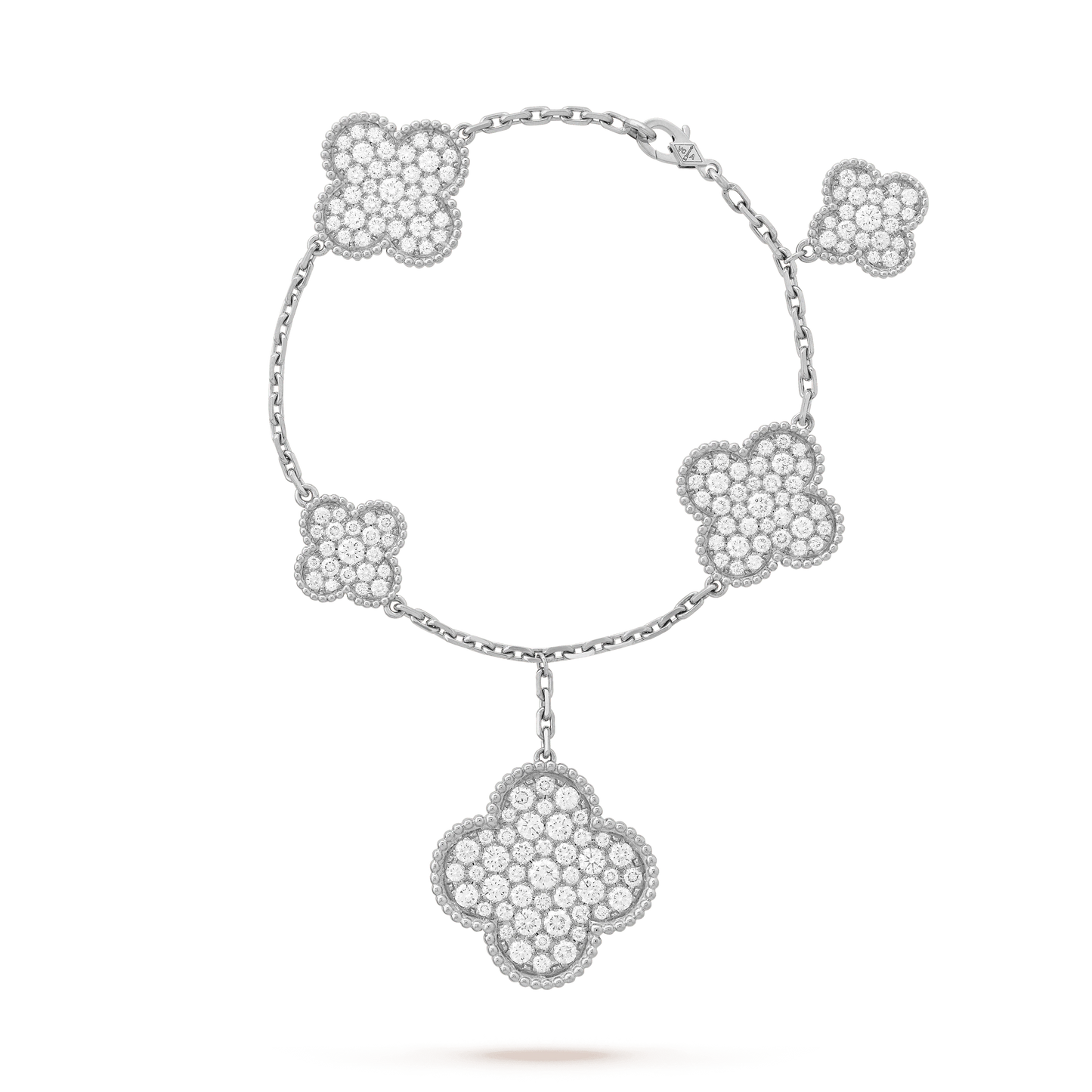 [Basjewels]CLOVER 6 MOTIFS SILVER DIAMOND BRACELET