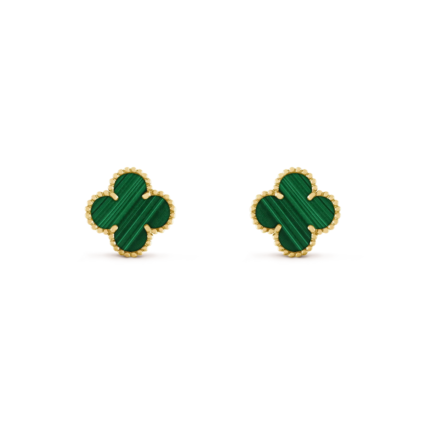 [Basjewels]CLOVER MEDIUM 1 MOTIFS MALACHITE  EARRINGS