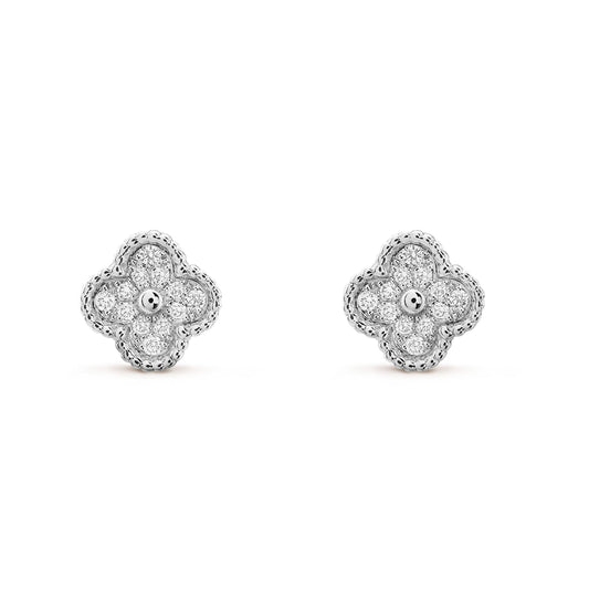 [Basjewels]CLOVER MINI DIAMOND STUD EARRINGS