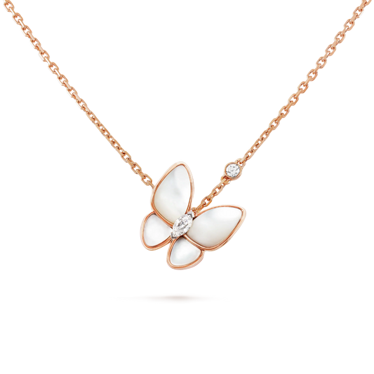 [Basjewels]BUTTERFLY MOP DIAMOND NECKLACE