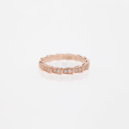 [Basjewels]SERPENTI RING PINK GOLD DIAMOND PAVED 3MM