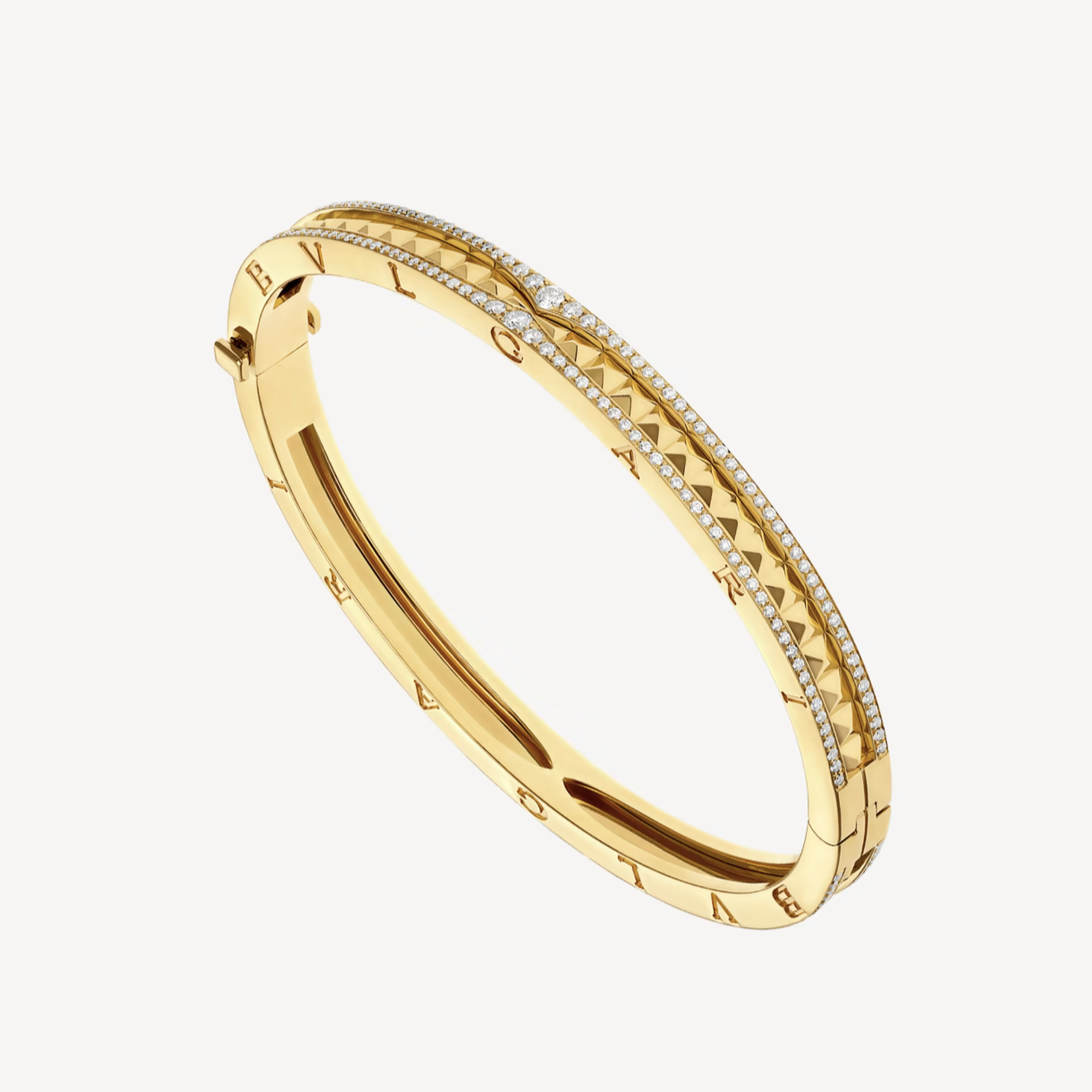 [Basjewels]ZERO 1 SPIRAL AND PAVED DIAMOND GOLD BRACELET