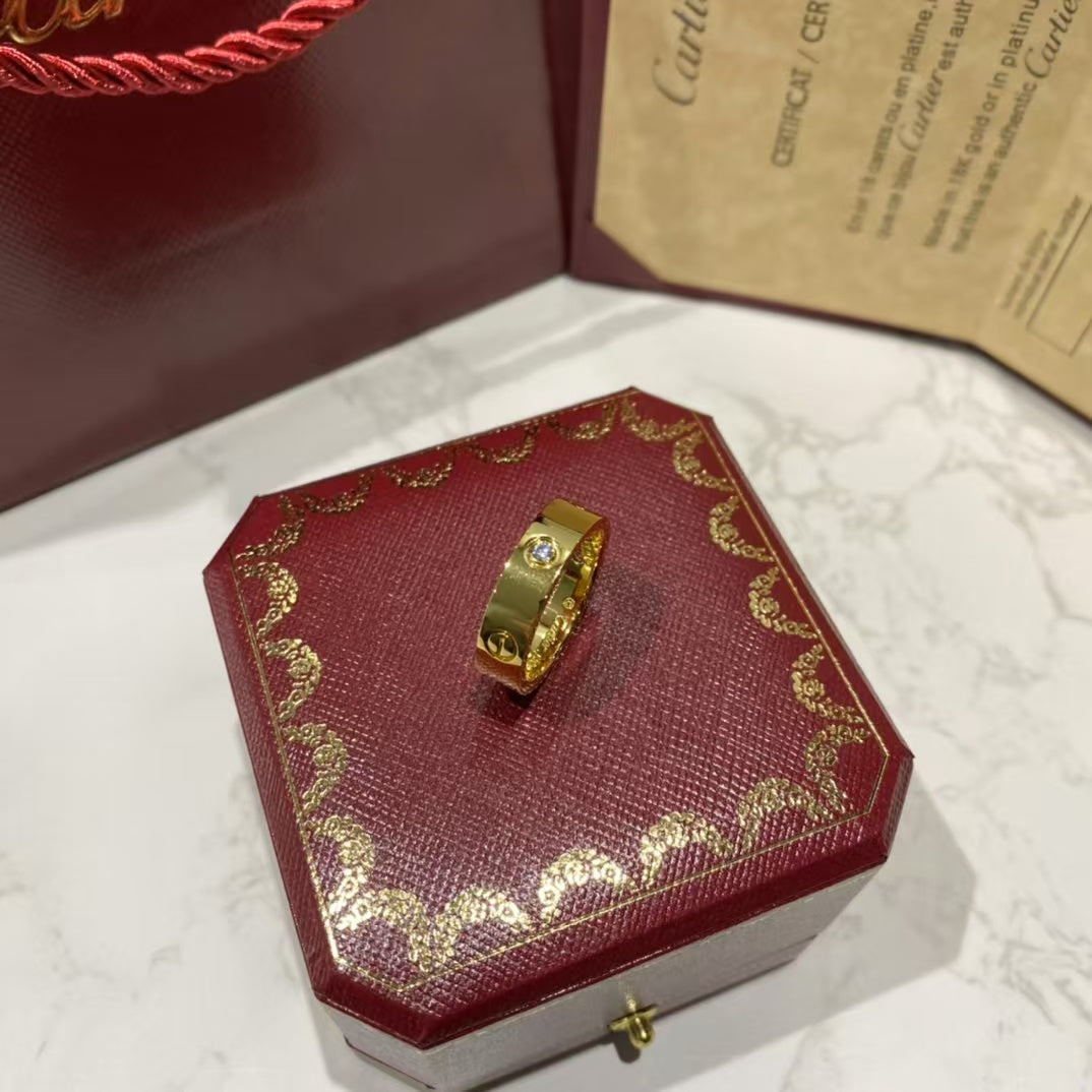 [baslovejewels]LOVE RING 5.5MM 3 DIAMONDS GOLD