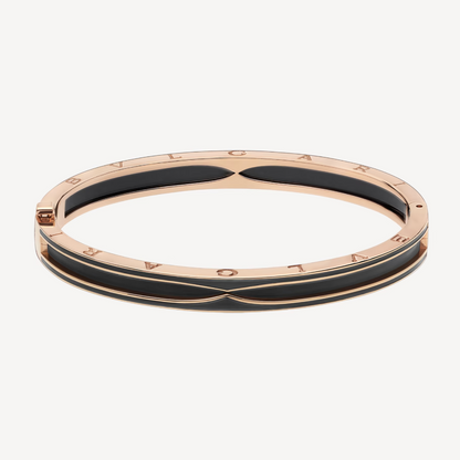 [Basjewels]ZERO 1 PINK GOLD WITH MATTE BLACK CERAMIC BRACELET