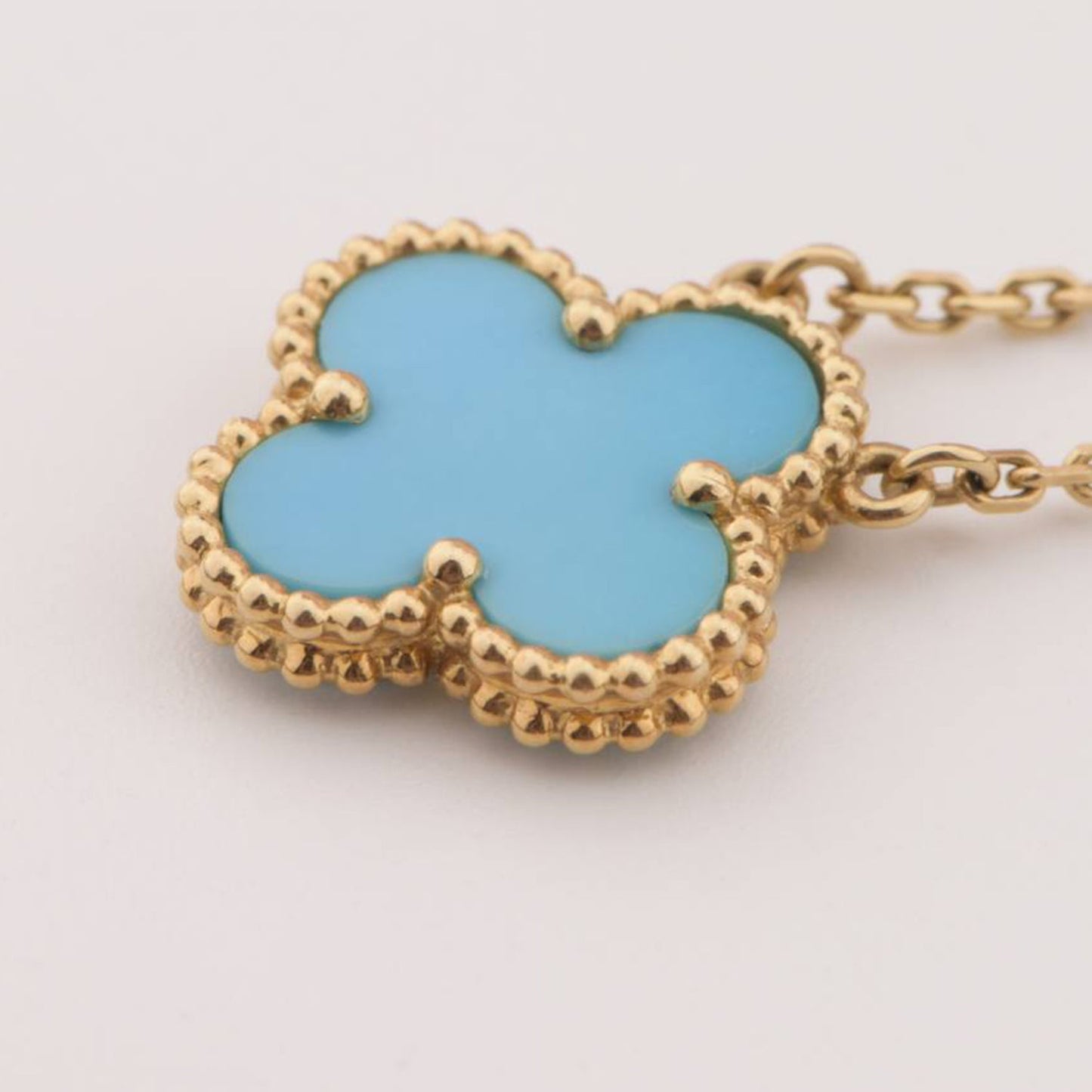 [Basjewels]CLOVER 15MM VINTAGE TURQUOISE NECKLACE