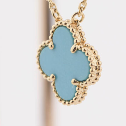 [Basjewels]CLOVER 15MM VINTAGE TURQUOISE NECKLACE