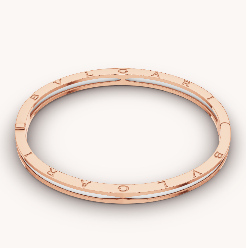 [Basjewels]ZERO 1 PINK GOLD WITH WHITE CERAMIC BRACELET