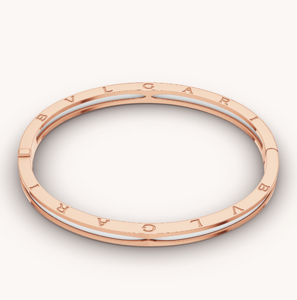 [Basjewels]ZERO 1 PINK GOLD WITH WHITE CERAMIC BRACELET