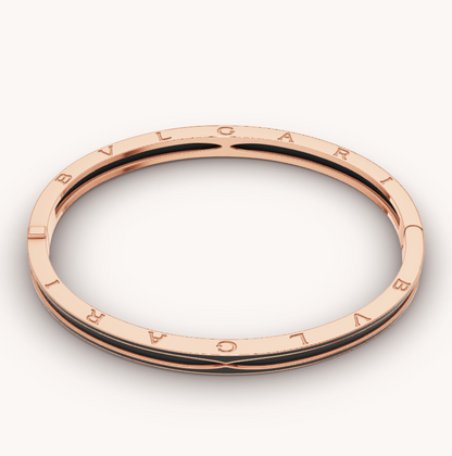 [Basjewels]ZERO 1 PINK GOLD WITH MATTE BLACK CERAMIC BRACELET