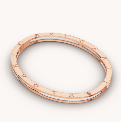 [Basjewels]ZERO 1 PINK GOLD WITH WHITE CERAMIC BRACELET