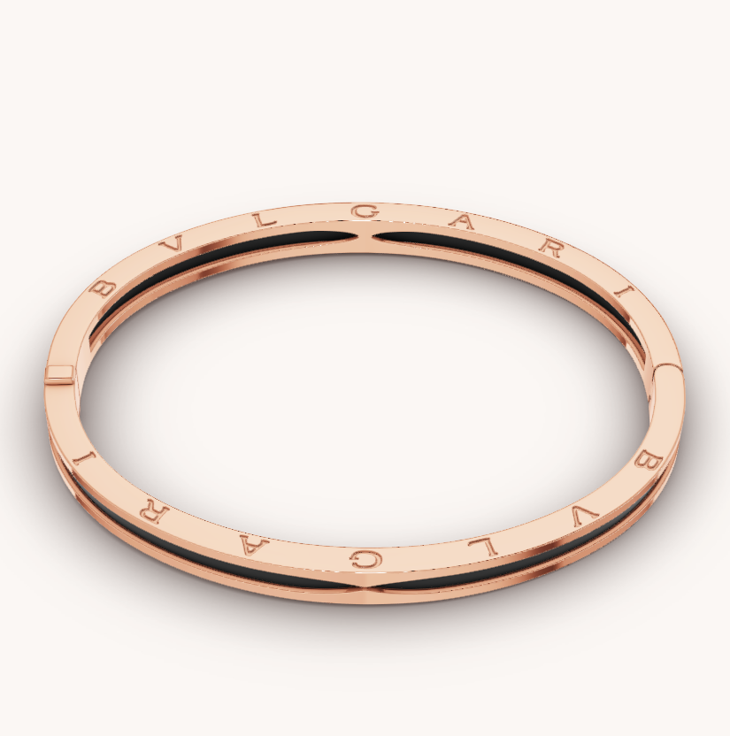 [Basjewels]ZERO 1 PINK GOLD WITH BLACK CERAMIC BRACELET