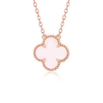 [Basjewels]CLOVER 15MM PINK MOTHER-OF-PEARL SINGLE FLOWER NECKLACE