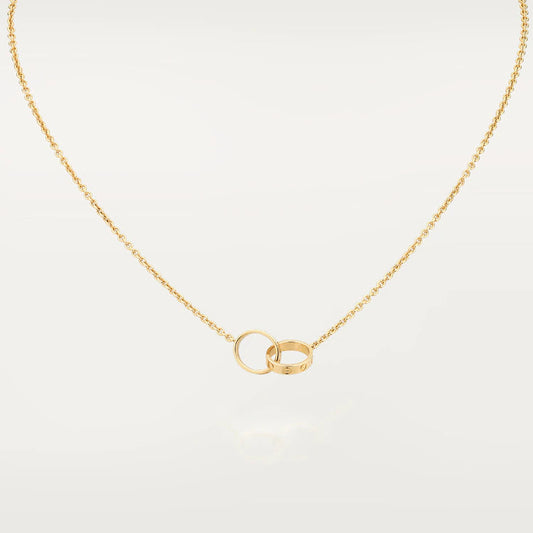 [Basjewels]LOVE NECKLACE DOUBLE RING GOLD