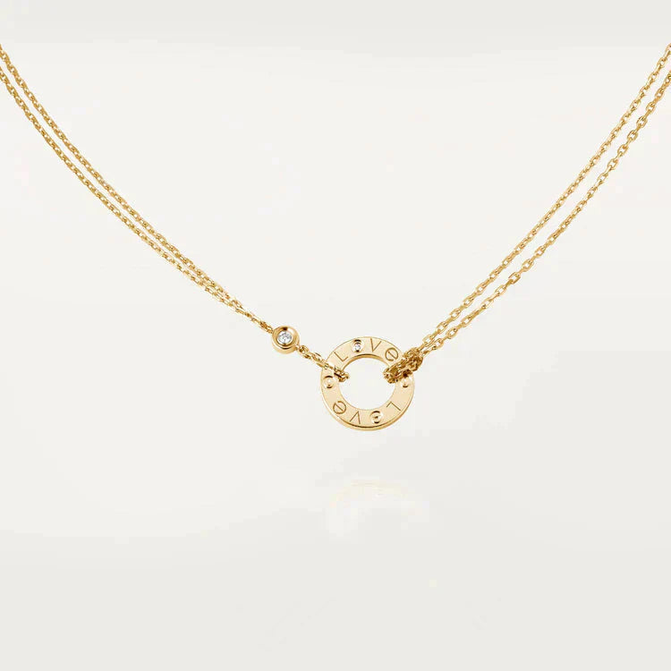 [Basjewels]LOVE NECKLACE 16MM 2 DIAMONDS