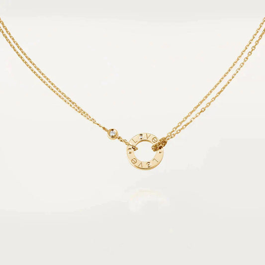 [Basjewels]LOVE NECKLACE 16MM 2 DIAMONDS