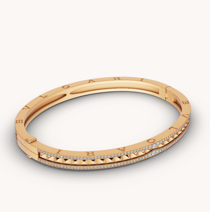 [Basjewels]ZERO 1 SPIRAL AND PAVED DIAMOND GOLD BRACELET