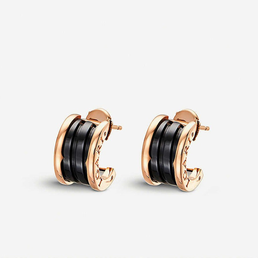 [Basjewels]ZERO 1 PINK GOLD CERAMIC EARRINGS