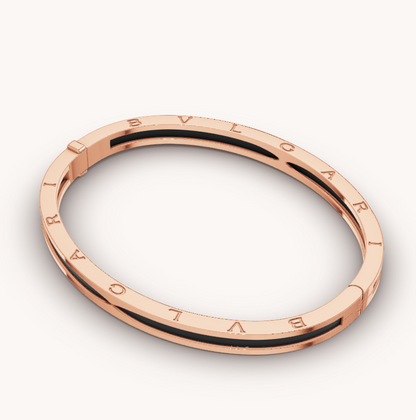 [Basjewels]ZERO 1 PINK GOLD WITH BLACK CERAMIC BRACELET