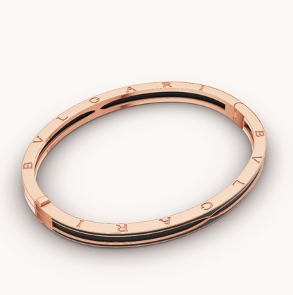 [Basjewels]ZERO 1 PINK GOLD WITH MATTE BLACK CERAMIC BRACELET