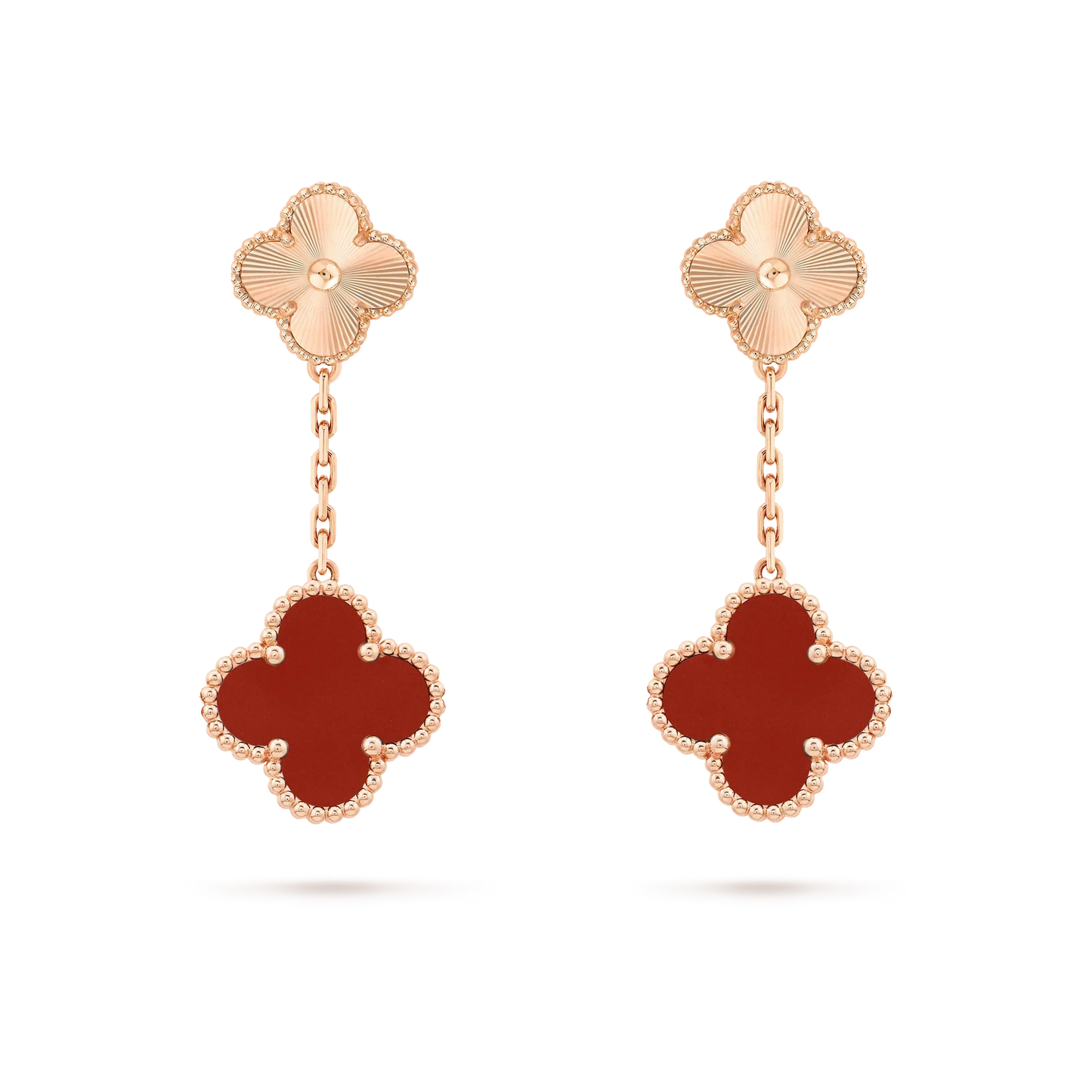 [Basjewels]CLOVER 2 MOTIF  LASER CARNELIAN EARRINGS