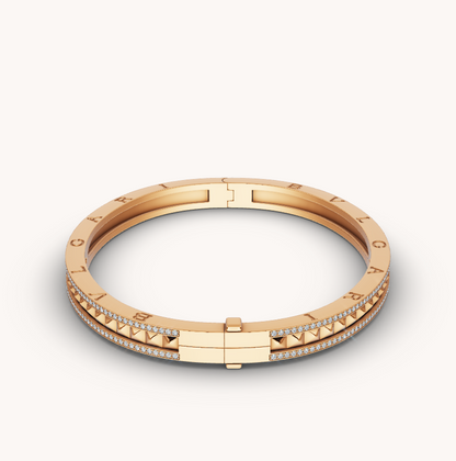 [Basjewels]ZERO 1 SPIRAL AND PAVED DIAMOND GOLD BRACELET