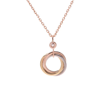 [Basjewels]TRINITY SILVER GOLD PINK GOLD NECKLACE