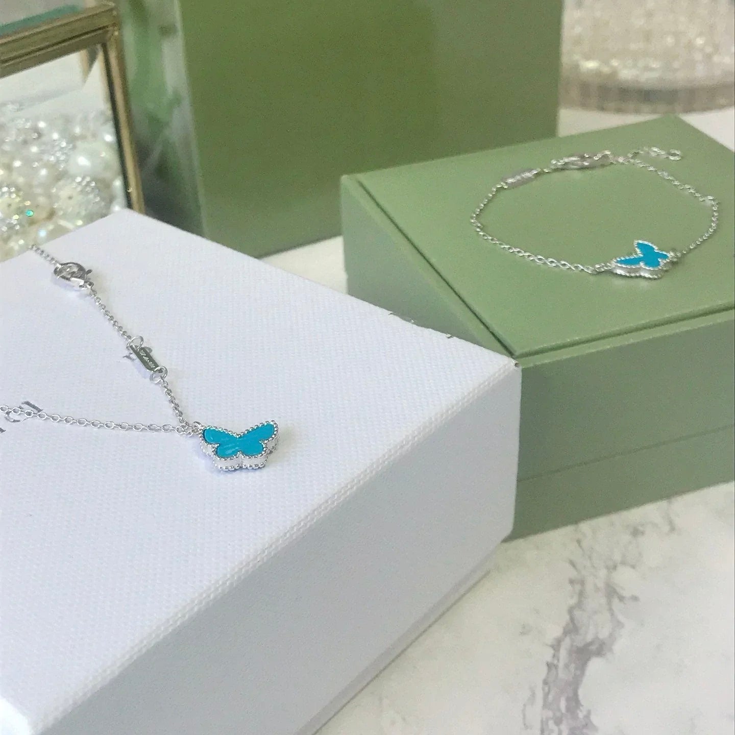 [Basjewels]BUTTERFLY TURQUOISE BUTTERFLY BRACELET SILVER