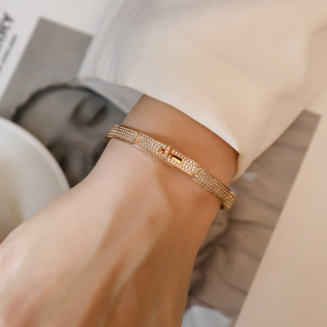 [Basjewels]KELLY BRACELET DIAMOND PAVED