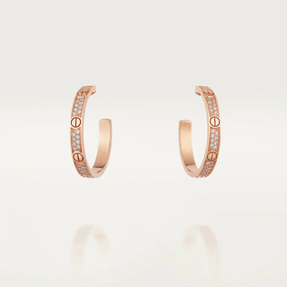 [Basjewels]LOVE DIAMOND PINK GOLD HOOP EARRINGS