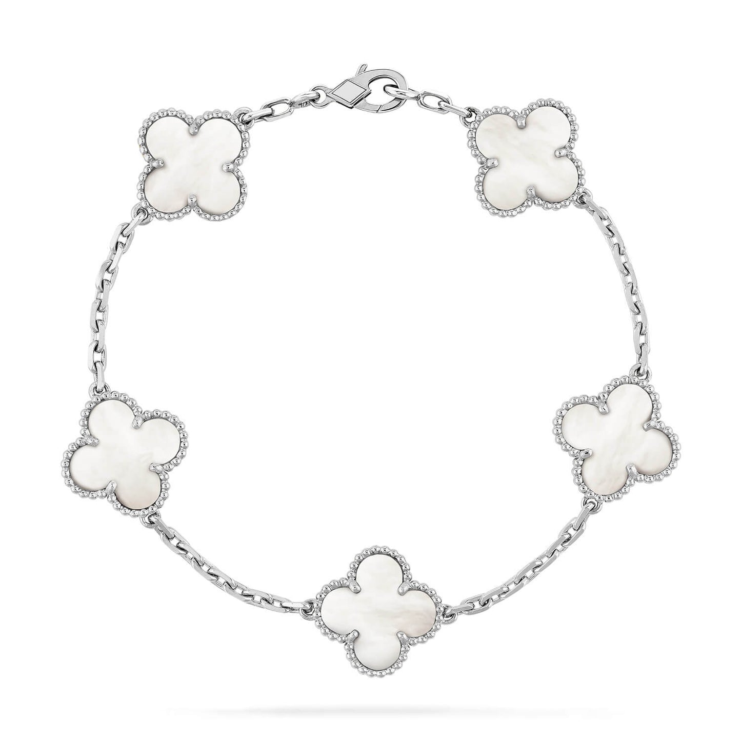 [Basjewels]CLOVER SILVER MOP 5 MOTIF BRACELET