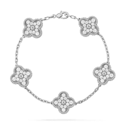 [Basjewels]CLOVER 5 MOTIFS  DIAMOND BRACELET SILVER