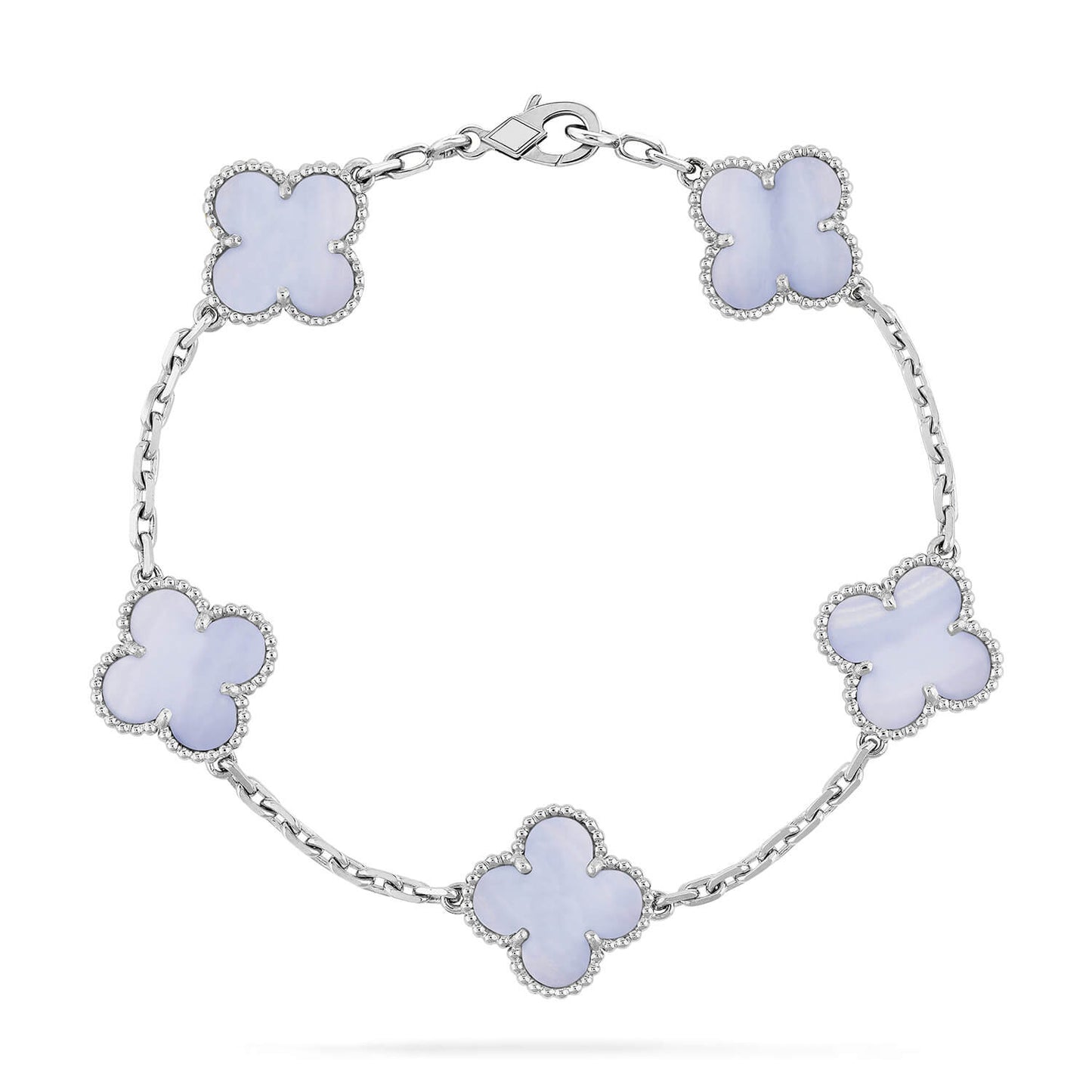 [Basjewels]CLOVER  5 MOTIF PURPLE CHALCEDONY BRACELET SILVER