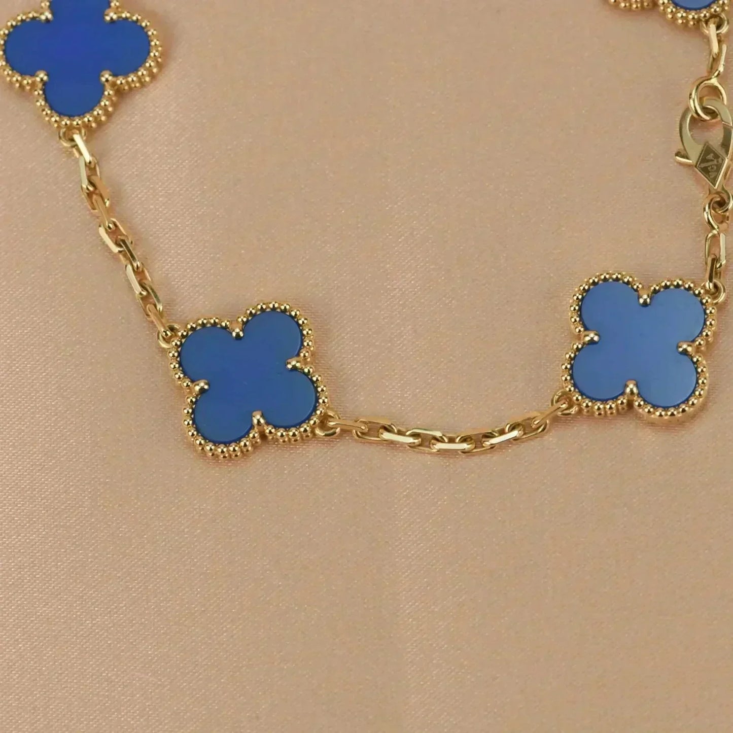 [Basjewels]CLOVER 5 MOTIFS BLUE AGATE BRACELET