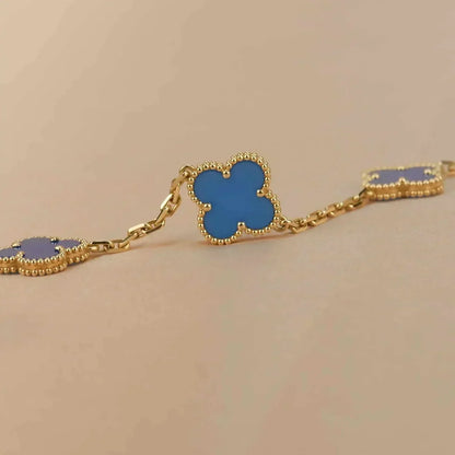 [Basjewels]CLOVER 5 MOTIFS BLUE AGATE BRACELET