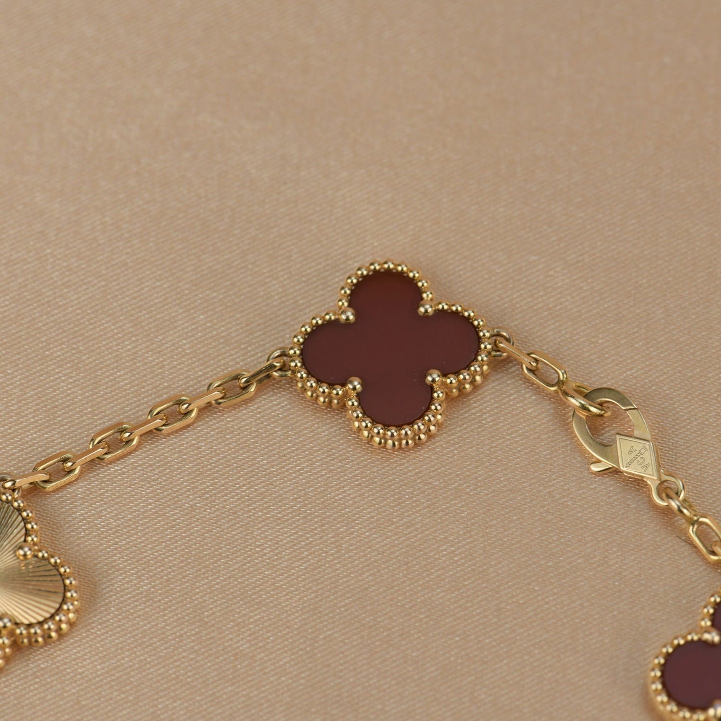 [Basjewels]CLOVER  5 MOTIFS CARNELIAN GOLD BRACELET