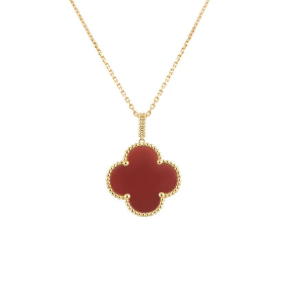 [Basjewels]CLOVER 25MM NECKLACE GOLD CARNELIAN