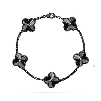 [Basjewels]CLOVER 5 MOTIF BLACK BRACELET