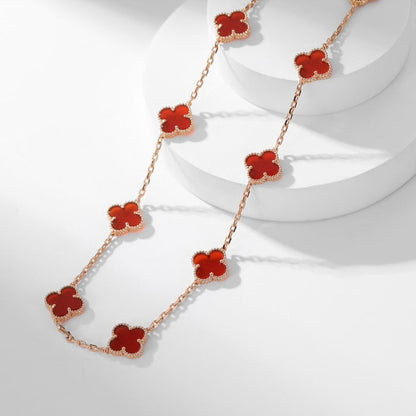 [Basjewels]CLOVER 10 MOTIFS CARNELIAN NECKLACE