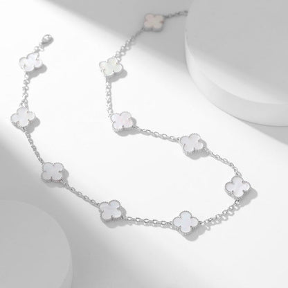 [Basjewels]CLOVER 10 MOTIFS WHITE MOTHER OF PEARL NECKLACE