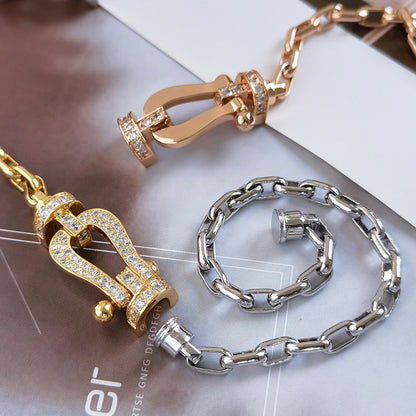 [Basjewels]FORCE LARGE HORSESHOE CLASP  METAL BRACELET