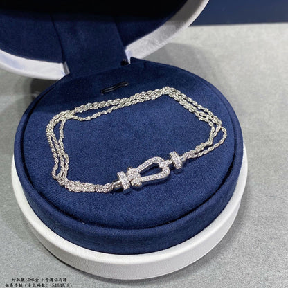 [Basjewels]FORCE SMALL HORSESHOE  DIAMOND CHAIN ROPE BRACELET