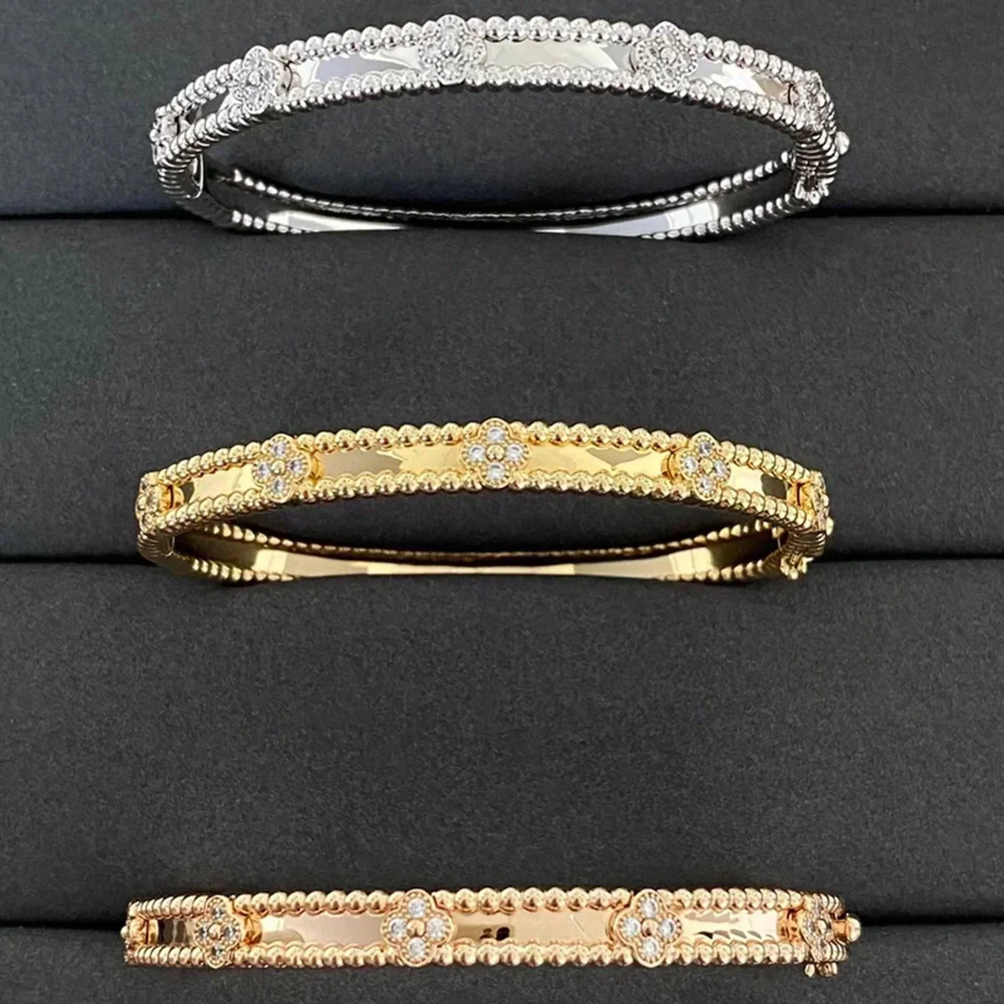 [Basjewels]CLOVER BRACELET 4MM DIAMONDS