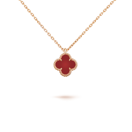 [Basjewels]CLOVER MINI 9.5MM WHITE CARNELIANS NECKLACE