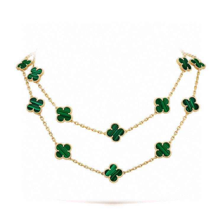 [Basjewels]CLOVER 20 MOTIFS MALACHITE GOLD