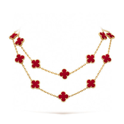 [Basjewels]CLOVER 20 MOTIFS CARNELIAN NECKLACE