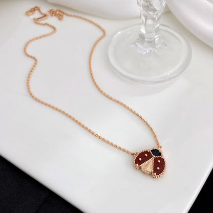 [Basjewels]LUCKY  CARNELIANS LADYBUG NECKLACE