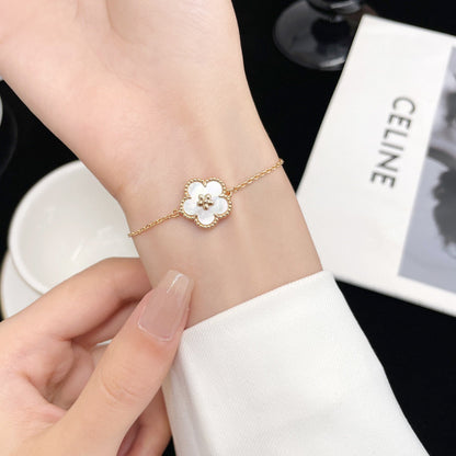 [Basjewels]LUCKY WHITE MOP PLUM BLOSSOM  BRACELET