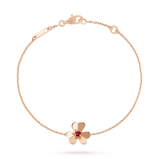 [Basjewels]FRIVOLE GOLD FLOWER PINK MALACHITE BRACELET