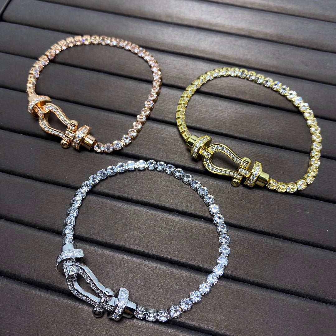 [baslovejewels]FORCE  LARGE HORSESHOE FULL DIAMOND TENNIS BRACELET